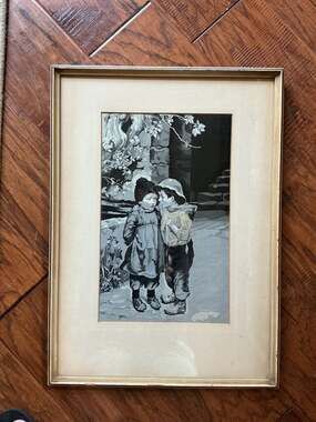 Neyret Freres French Woven Silk Tapestry 'Le Secret' Framed Art